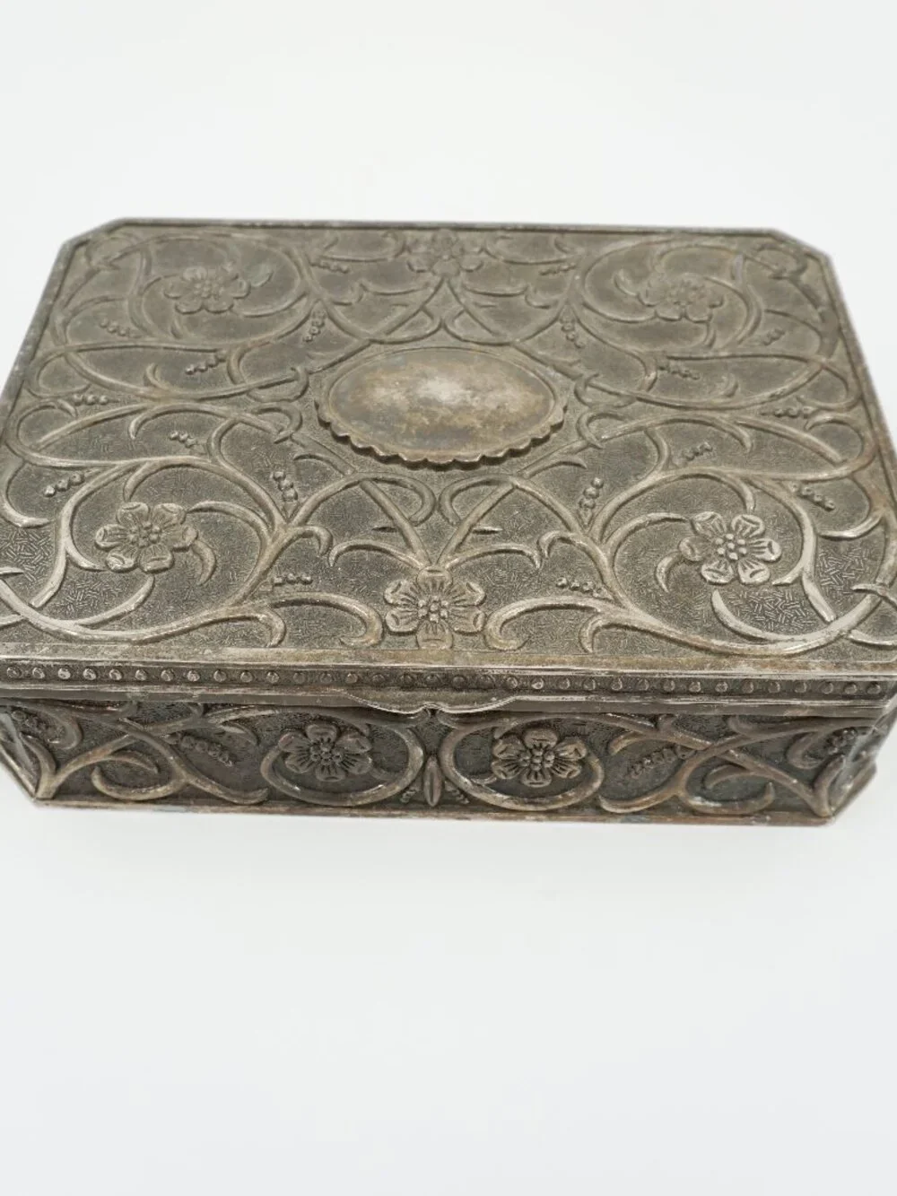 Godinger Silver Art Co Jewelry Box Velvet Lining Vintage Style Floral Filigree